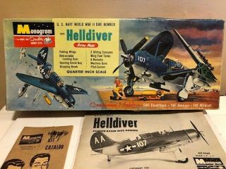 1962 Monogram Classic Wwii Us Navy Dive Bomber Sb2c Helldiver Model Kit Pa69