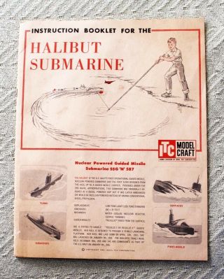 Orig.  1960 Halibut Submarine Ideal Toy Corp.  Itc Model Craft Instruction Booklet