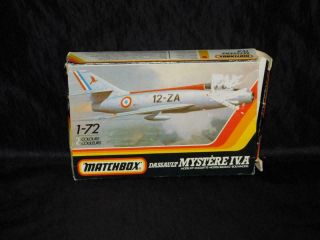 Vintage Matchbox Sassault Mystere Iv.  A Combat Jet Plane Model Kit 1:72 Scale