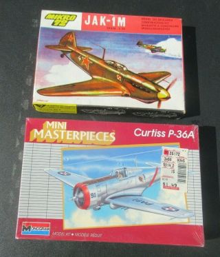 Two 1/72 Combat Model Airplane Kits - U.  S.  Curtis P - 36a And Russian Jak - 1m
