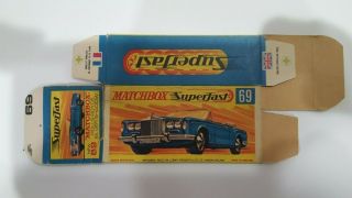 Vintage Lesney Matchbox Superfast Rolls Royce Silver Shadow - No 69 Box Only 2