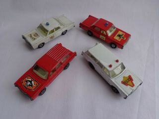 Vintage Matchbox Lesney Superfast Mercury Commuter / Police Car / Fire Chief