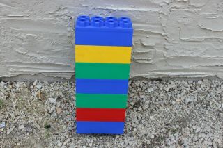 Giant Usa Made Building Blocks Kids 4x2 Set Of 7 - 3 Blue 2 Green 1 Red 1 Yellow