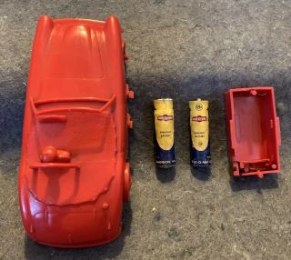 Vintage 1960’s Unmarked Motorized Battery Operated Red Plastic Toy Race Car