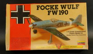 Vintage Lindberg Focke Wulf Fw190 1/72 Scale Model Kit 70582