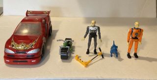 Crash Test Dummies By Hot Wheels: Red Muscle Car,  Fat Bicycle & 2 Dummies & Dog