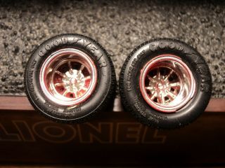 Plastic Model Car Junkyard 1:25 Scale Goodyear Racing Rear Tires Chrome Wheels