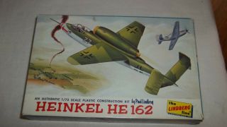Vintage 1965 Lindberg Heinkel He 162 1/72 Scale Model Airplane Kit