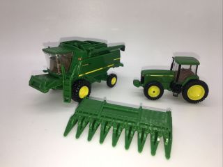 Ertl 1/87 Ho Scale John Deere Combine Tracks & Tractor Farm Toys