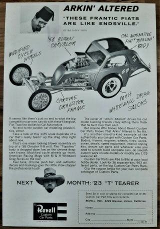 Vintage 1963 Revell Arkin Altered Big Daddy Roth Model Advertisement