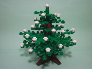 Custom Winter Forest Tree For Lego With Small Green Leaves And White Plates