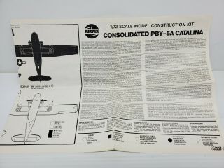Airfix Consolidated Pby - 5a Catalina Model Kit 1/72 Scale Instruction Sheet Only