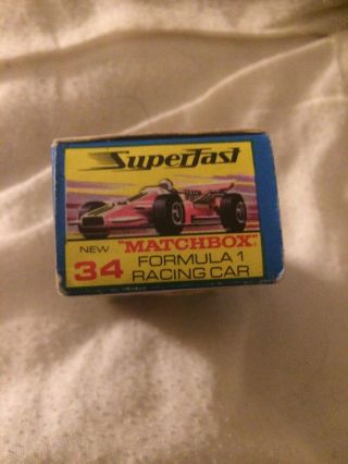 Lesney Matchbox - No.  34 Formula 1 Racing Car - Magenta - Superfast - Boxed