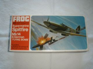 1/72 Scale Spitfire Mk 14 And V - 1 Flying Bomb By Frog; Parts In Bag