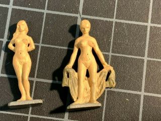 Set Of (2) 30mm Rose Miniatures Metal Figurines:females,  Nude. ,  Prepainted.