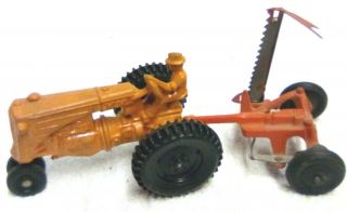 Vintage 1950s Slik Minneapolis Moline Tractor & Sickle Hay Mower 1/32 Farm Toys