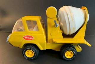 Vintage Tonka Truck Cement Mixer w/ Tiltable Mixer - Yellow Pressed Steel 2