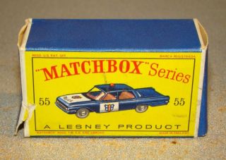 Vintage Lesney Matchbox 55 Police Patrol Car Empty Box Only