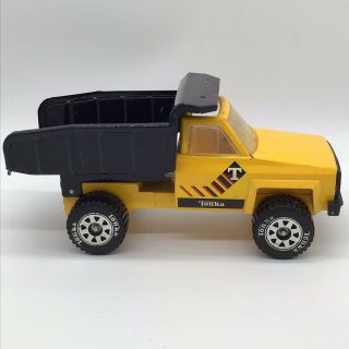 Vintage Toy 13 1/2 " Long Tonka Yellow Black Metal Dump Truck Rare