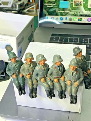 Tippco Set Of 6 Pre War Seated Soldiers Approx 70 Mm 1/24 "