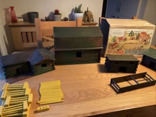 Vintage Triang Wooden Ranch With Fencing & Buildings.  With Box.  Rare