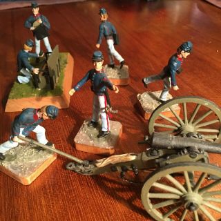 54mm American Civil War 10 - Lb Parrott Gun With Crew,  Hand - Painted Toy Soldiers