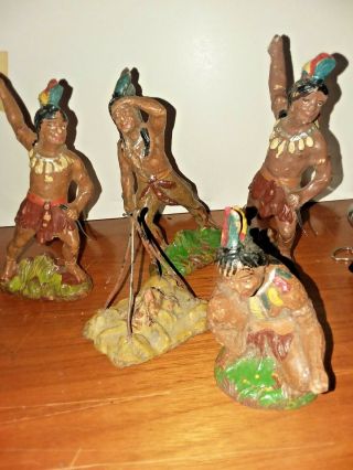 Elastolin Composition Figures (set Of 5) : Native American (indian),  3.  25 " High