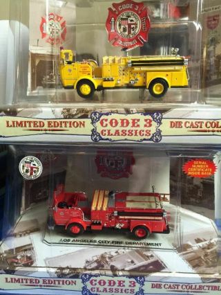 Code 3 (12951) " Los Angeles City Crown Pumper Set " Two 1:64 Diecast Fire Truck
