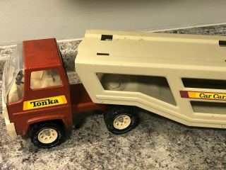 Vintage 1970s Tonka Truck Semi Trailer Car Carrier Pressed Steel Metal