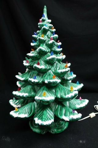 Vtg Atlantic Mold Company Ceramic Lighted Christmas Tree 22 " Tall