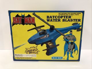 1989 Blue - Box Batman Batcopter Water Blaster Vintage Dc Comics