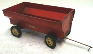 Vintage 1/16 International 1953 Tru Scale Tractor Wagon Pressed Steel Farm Toy