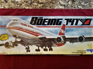 Mpc 1982 Twa Boeing 747 1/144 Scale Model Kit Opened Unbuilt - Box Papers Parts