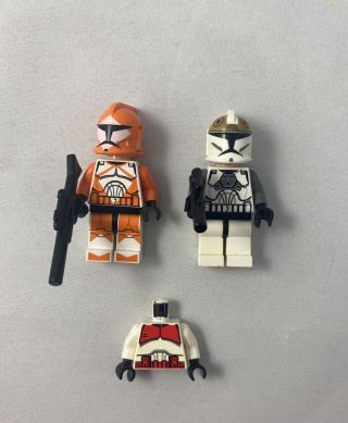 Lego Star Wars Minifigure Clone Gunner,  Bomb Squad Trooper,  Shock Trooper Torso