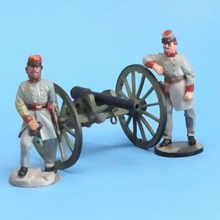 Cord - 3042 - 2 Confederate Artillery Crew (del Prado) And Gun (britains) Acw - 54