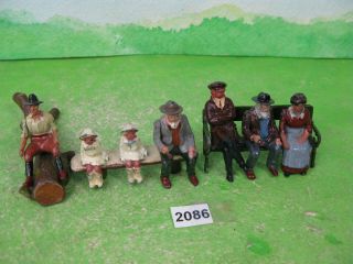 Vintage Britains & Other Lead Farm Seated Figures Girls Etc Mixed Models 2086