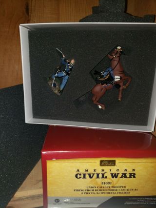 W Britain 31031 American Civil War Union Cavalry Trooper Behind Horse Casualty