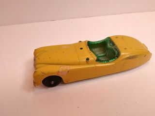 Vintage 1950 ' s Hubley Kiddie Toy Yellow Jag Car 7” 455 JAGUAR XK120 2