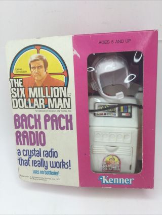 1975 Vintage Kenner Six Million Dollar Bionic Man Back Pack Radio Mib