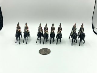 (8) Vintage Britains Mounted Regiment Lifeguards Lead Toy Soldiers 54mm Good