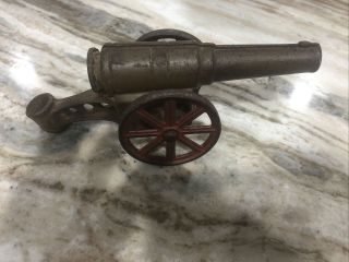 Big Bang Cast Iron Cannon With Metal Wheels Vintage Toy Collectible
