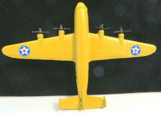 Vintage Tootsietoy Yellow U.  S.  Army Dc - 4 Transport Plane Mfg.  1941