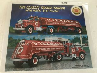 Franklin Mack B - 61 Tractor Texaco Tanker Sales Ad Page,  Spec & Only