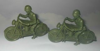 Vintage 1960s Tim Mee Plastic 60mm Army Soldiers On Motorcycles
