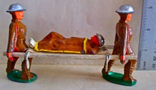 Vintage Barclay/manoil Reclining Soldier On Stretcher W/ 2 Carriers