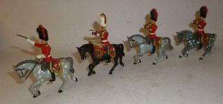 Four Solid Lead Or White Metal Mounted Royal Scots Greys Bandsmen - 1960/70 