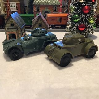 Two Vintage Processed Plastic Army Military Armored Cars