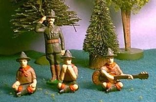 Toy Soldiers Metal American Boy Scouts Camp Fire 5 Pc Set 54mm