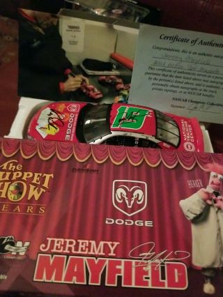 Double Signed 2002 Dodge Jeremy Mayfield 19 Dodge 1/24 Diecast Car W/coa & Pic