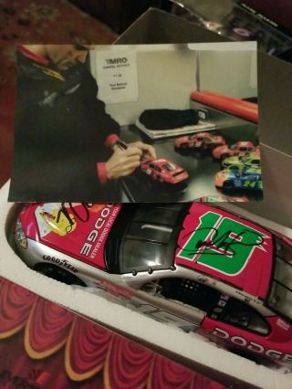 DOUBLE SIGNED 2002 DODGE JEREMY MAYFIELD 19 DODGE 1/24 DIECAST CAR W/COA & PIC 2
